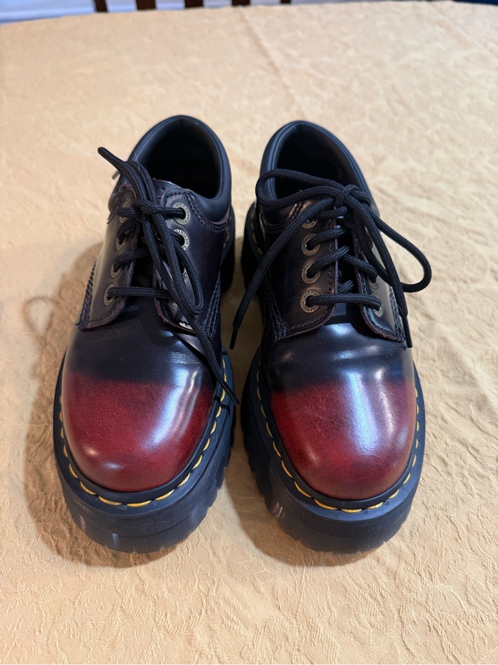 Black and Burgundy Leather Lace-Up Shoes